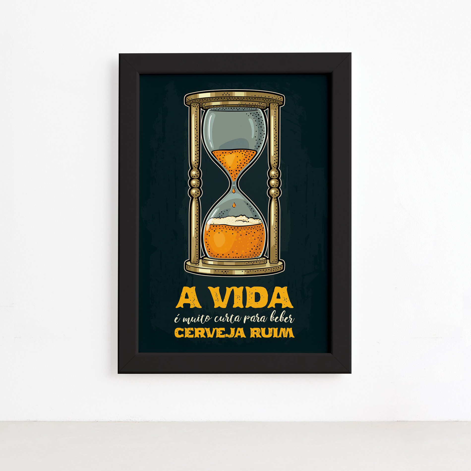 Quadro Frase Cerveja Ruim Moldura Preta 22x32cm,Quadro Frase Cerveja Ruim Moldura Preta 22x32cm