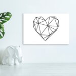 Placa Decorativa Coração Geométrico Minimalista 20x30cm