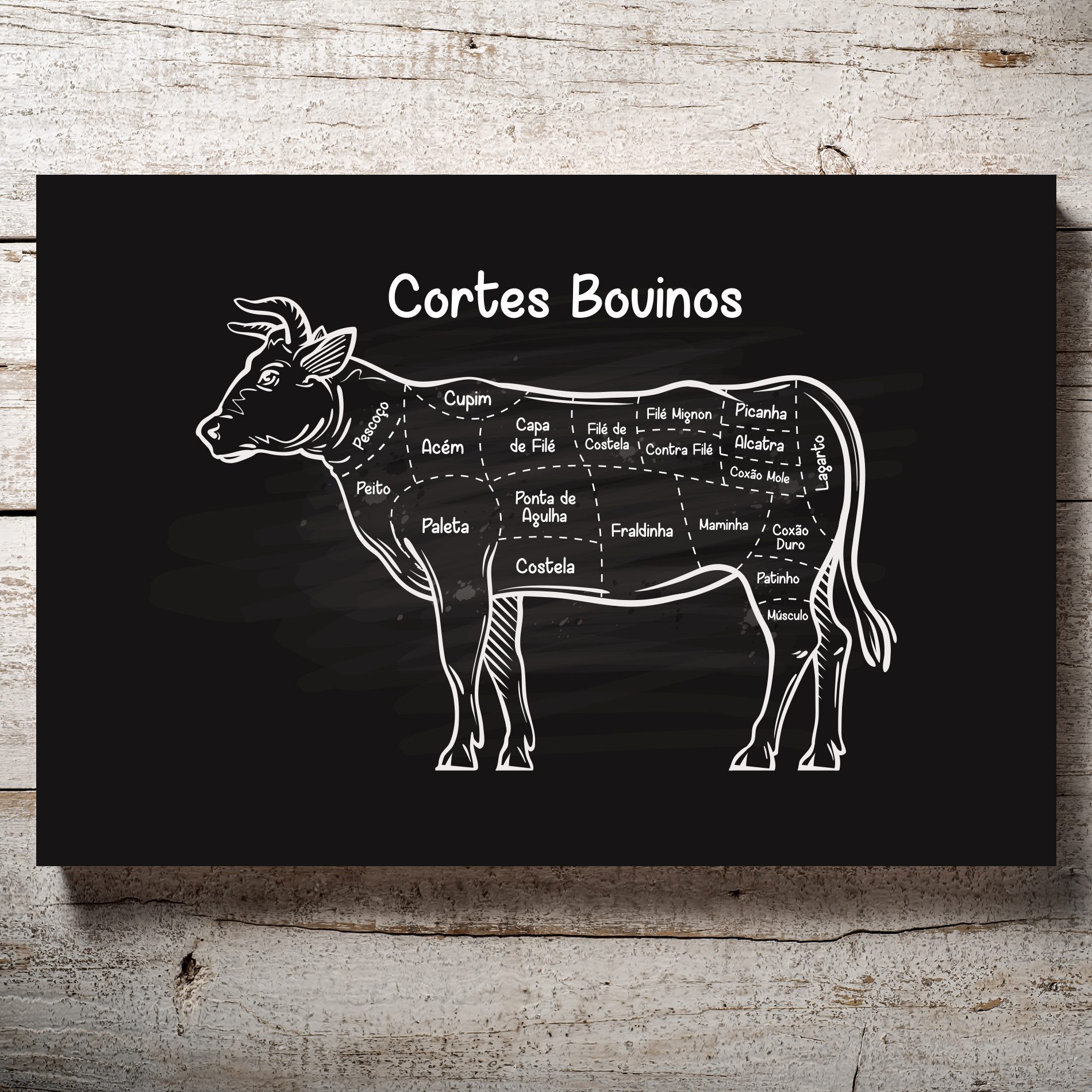 Placa Decorativa MDF Cortes Brasileiros Bovino