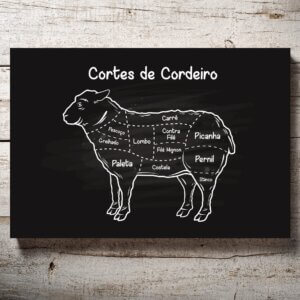 Placa Decorativa Churrasco Cortes Brasileiros de Cordeiro