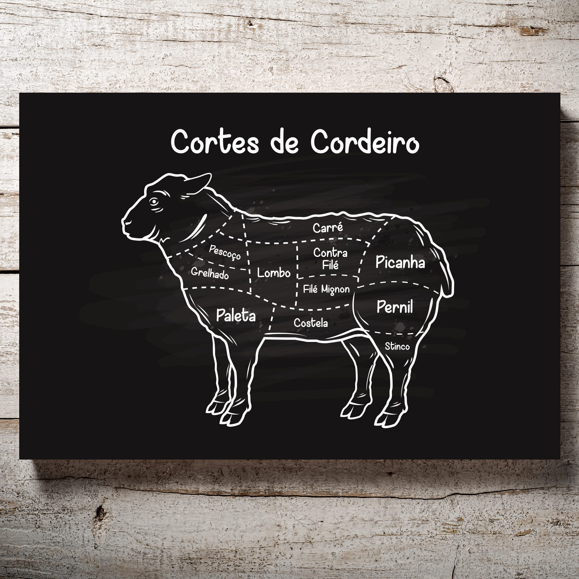 Placa Decorativa MDF Cortes Brasileiros Cordeiro