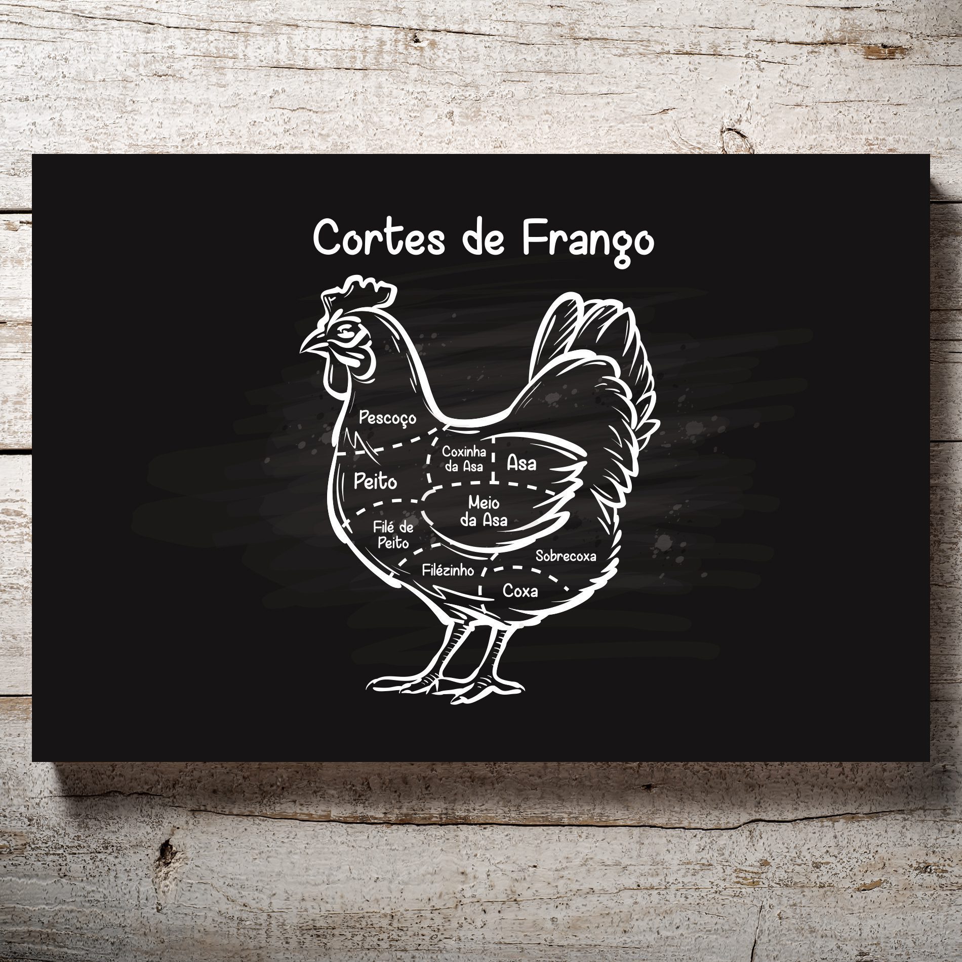 Placa Decorativa MDF Cortes Brasileiros Galinha 