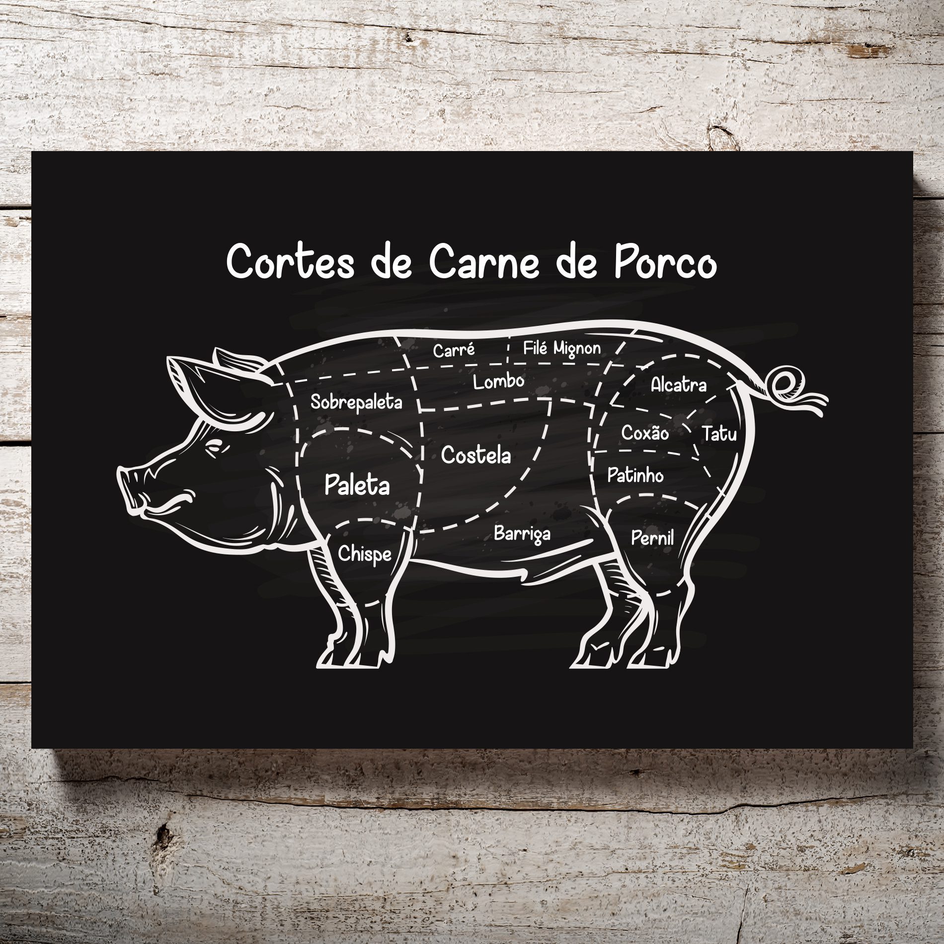 Placa Decorativa MDF Cortes Brasileiros Suíno