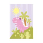 Placa Dinossauro Menina Lilás 20x30cm