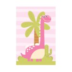 Placa Dinossauro Menina Rosa Pink 20x30cm