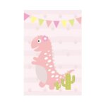 Placa Dinossauro Menina Rosa Claro 20x30cm