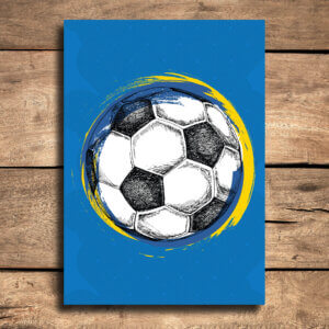 Placa Decorativa MDF Bola de Futebol Fundo Azul