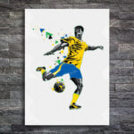 Placa Decorativa MDF Jogador de Futebol Chute a Gol 20x30cm