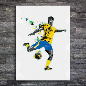 Placa Decorativa MDF Jogador de Futebol Chute a Gol 30x40cm