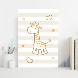 Placa Decorativa MDF Infantil Girafa Amarela 20x30cm
