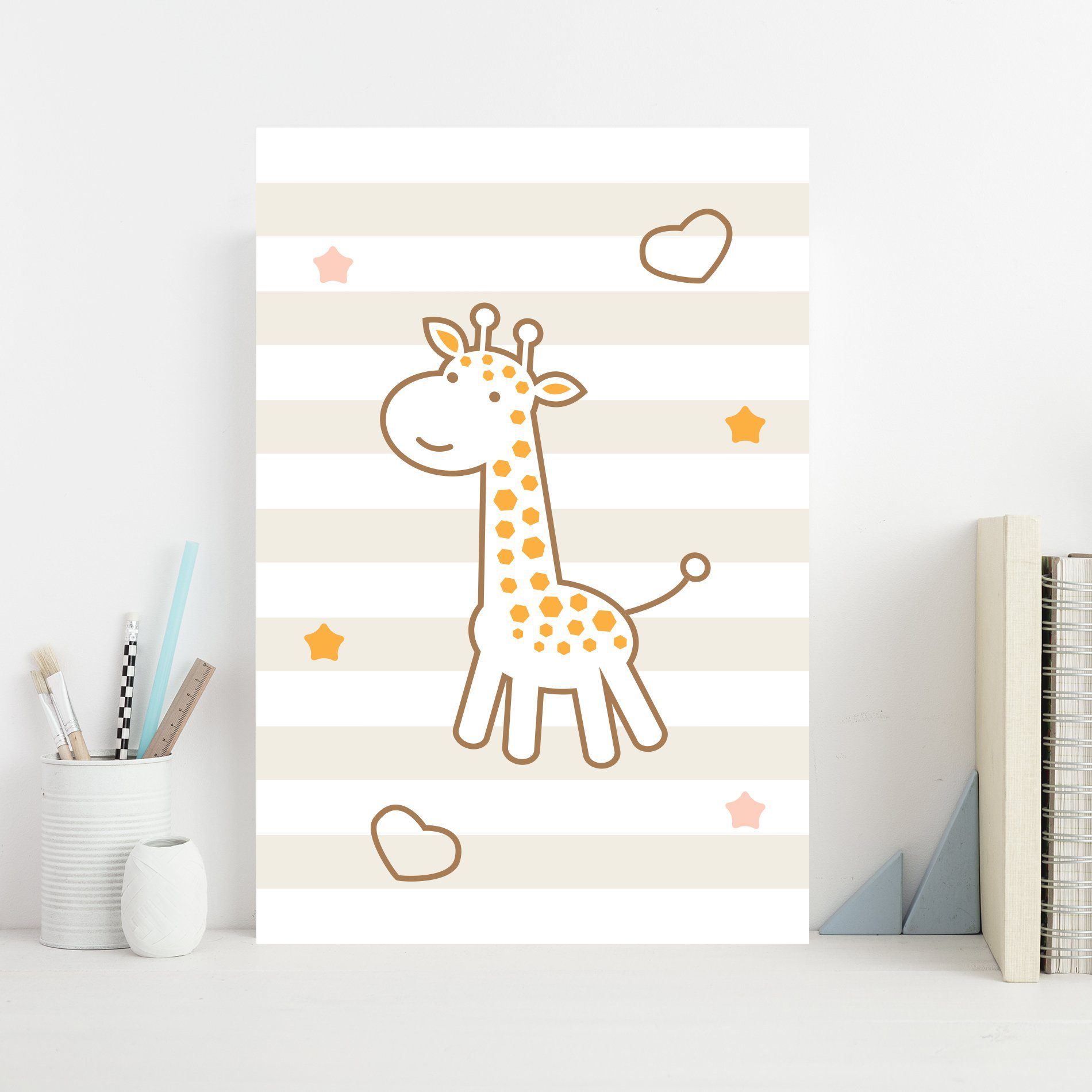 Placa Decorativa MDF Infantil Girafa Amarela 30x40cm