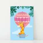 Placa Decorativa Infantil Girafa e Balão 30x40cm