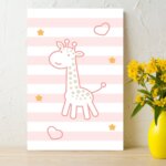 Placa Decorativa MDF Infantil Girafa Rosa 20x30cm