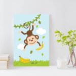 Placa Decorativa Infantil Macaquinho e Banana