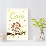 Placa Decorativa Macaco Nome Personalizado 30x40cm