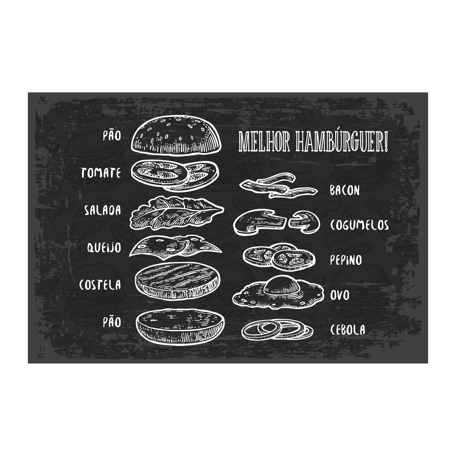 Placa Decorativa Comida Melhor Hambúrguer 20x30cm,Placa Decorativa Comida Melhor Hambúrguer 20x30cm