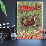 Placa Decorativa Vintage Cinema Movie Festival 30x40cm