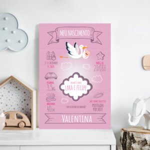 Placa Personalizada MDF Nascimento Menina