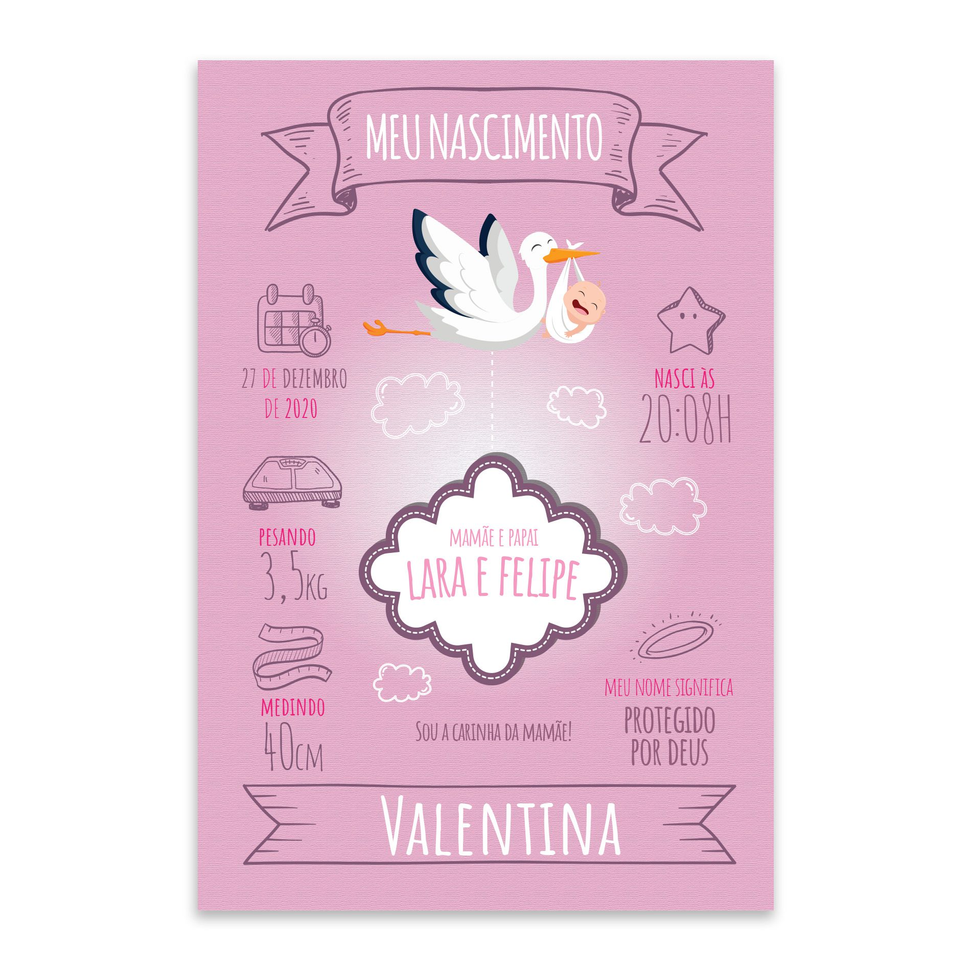 Placa Personalizada MDF Nascimento Menina