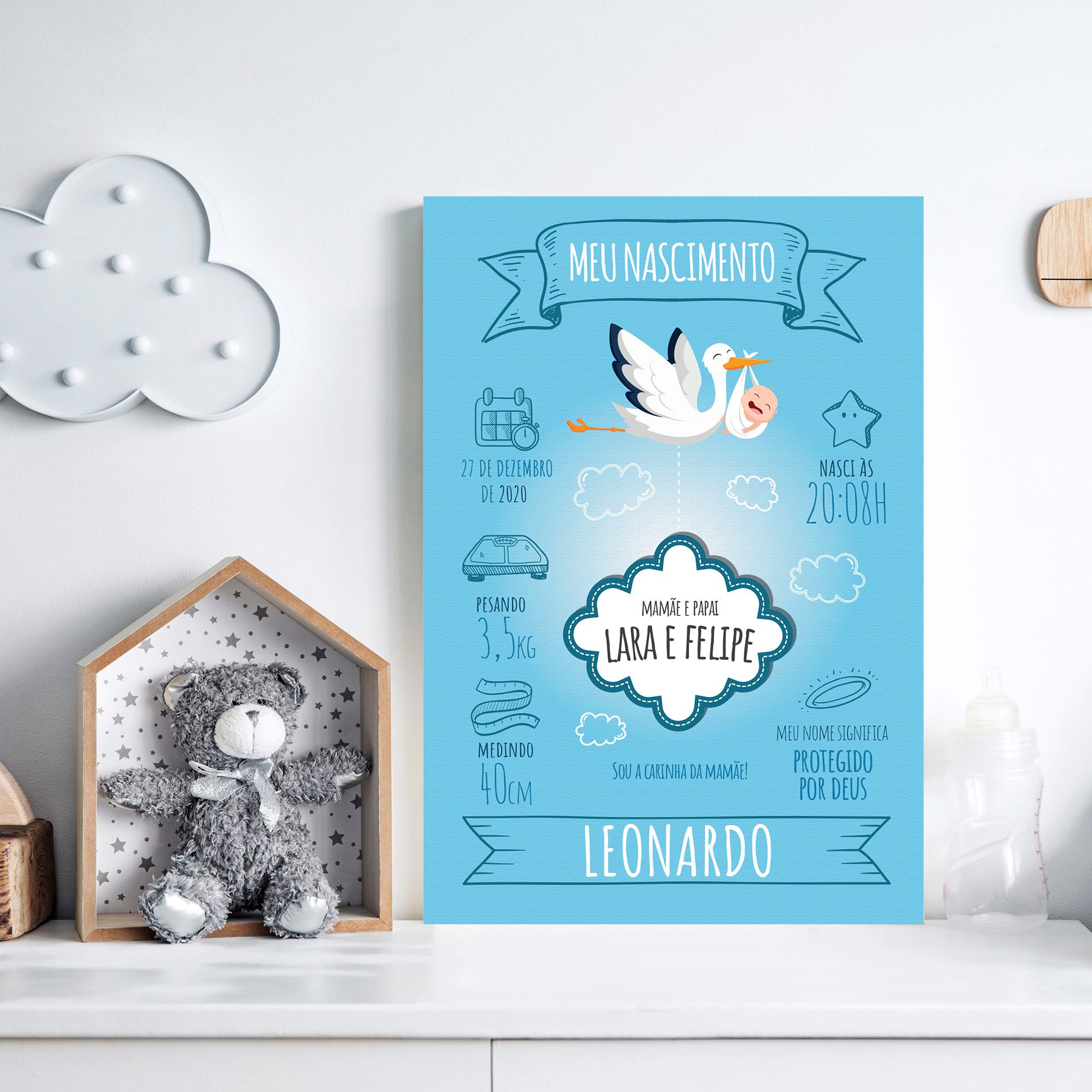 Placa Personalizada MDF Nascimento Menino