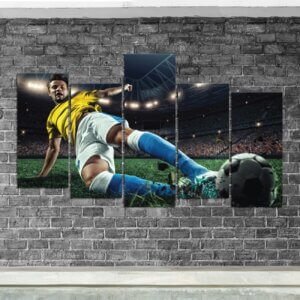Placas Decorativas em MDF Jogador de Futebol e Bola 