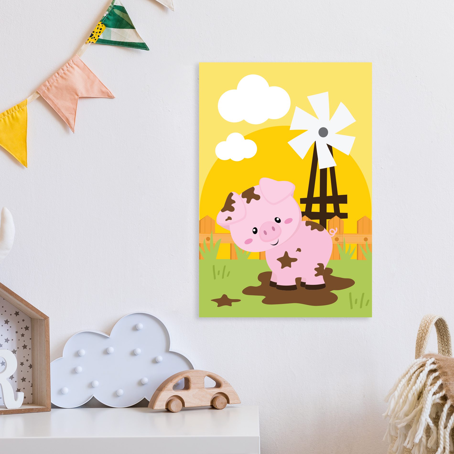 Placa Decorativa Porquinho Animais Fazenda Feliz 20x30cm,Placa Decorativa Porquinho Animais Fazenda Feliz 20x30cm