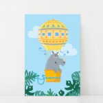 Placa Decorativa Infantil Rinoceronte e Balão 30x40cm