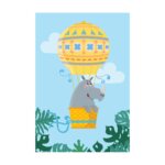 Placa Decorativa Infantil Rinoceronte e Balão 20x30cm