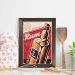 Quadro Decorativo Bebida Vintage Rum 22x32 Moldura Marrom