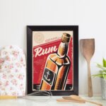 Quadro Decorativo Bebida Vintage Rum 22x32cm Moldura Preta