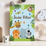 Placa Nome Personalizado Animais Safari 30x40cm