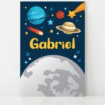 Placa Nome Personalizado Espaço Sistema Solar 20x30cm