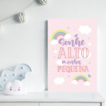 Placa Frase Sonhe Alto Minha Pequena Unicórnio 30x40cm