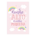 Placa Frase Sonhe Alto Minha Pequena Unicórnio 20x30cm