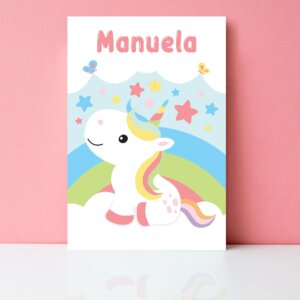 Placa Nome Personalizado Unicórnio Menina 30x40cmPlaca Nome Personalizado Unicórnio Menina 30x40cm