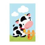 Placa Decorativa Animais da Fazenda Vaca e Galinha 20x30cm