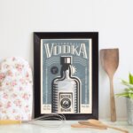 Quadro Decorativo Bebida Vintage Vodka 22x32 Moldura Preta
