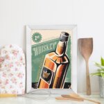 Quadro Bebida Vintage Whisky 33x43cm Moldura Branca