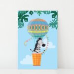 Placa Decorativa Infantil Zebra e Balão 30x40cm