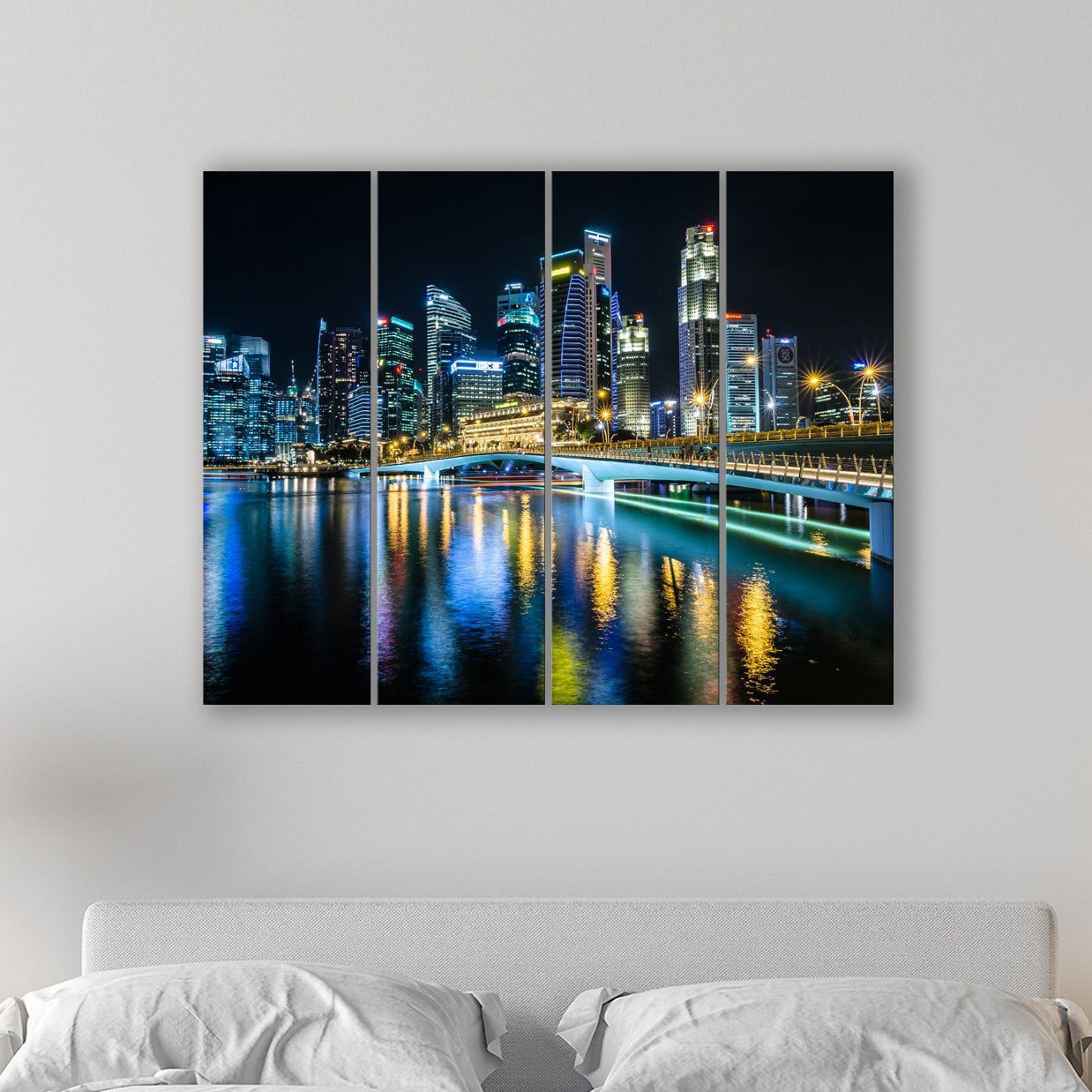 Placa Painel Decorativa em MDF Foto Singapura Kit 4 Placas