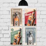 Placa Decorativa Vintage Churrasco Bebidas 4un MDF 20x30cm