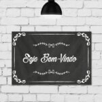 Placa Decorativa MDF Frase Giz Bem Vindo 30x40