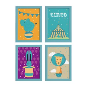 Quadros para Quarto Circo Moldura Azul
