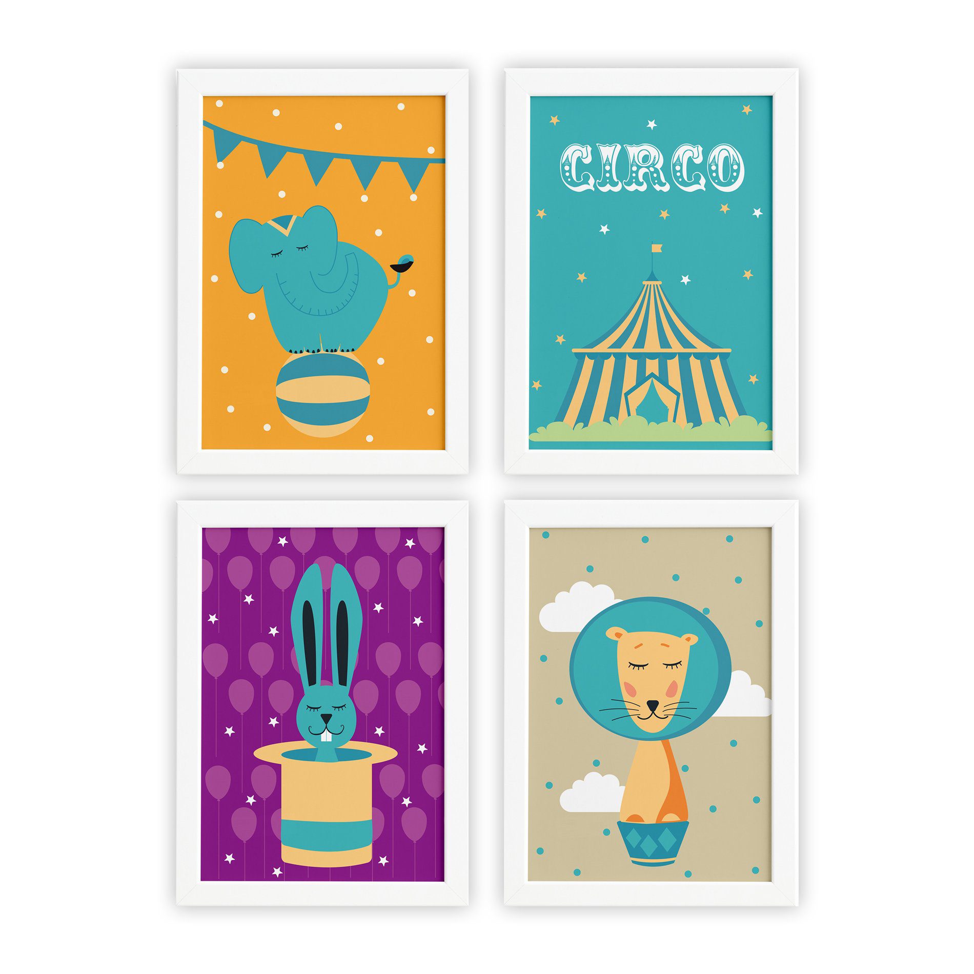 Quadros para Quarto Circo Moldura Branca
