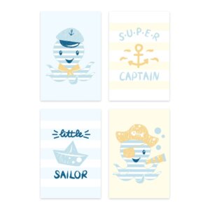 Kit Placa Decorativa MDF Infantil Marinheiro Baby 4un