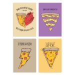 Placas Decorativas MDF Pizza Divertida 20x30cm Kit 4un