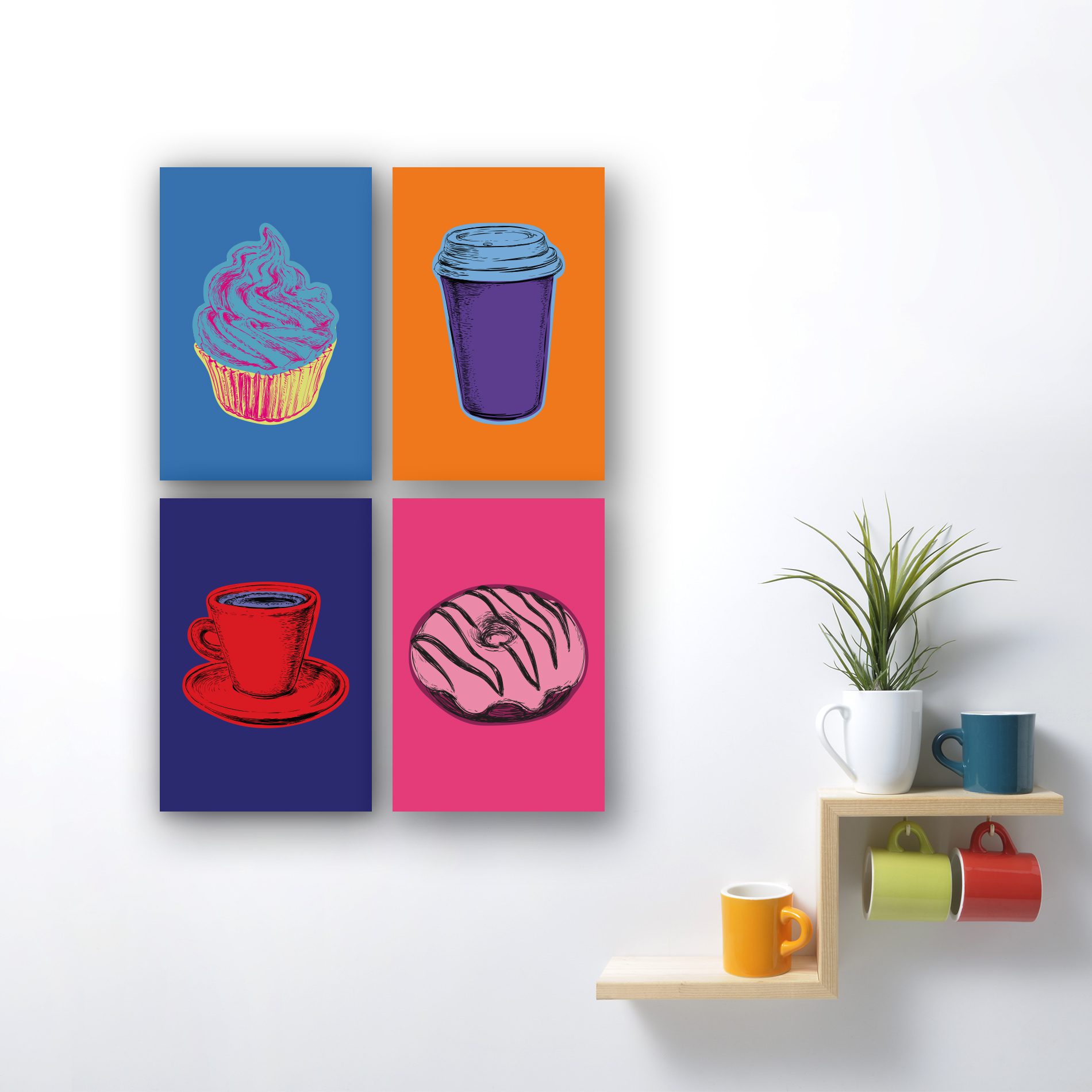 Placas Decorativas Cozinha Pop Café 20x30cm Kit 4un,Placas Decorativas Cozinha Pop Café 20x30cm Kit 4un