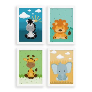 Quadros para Quarto Safari Moldura Branca