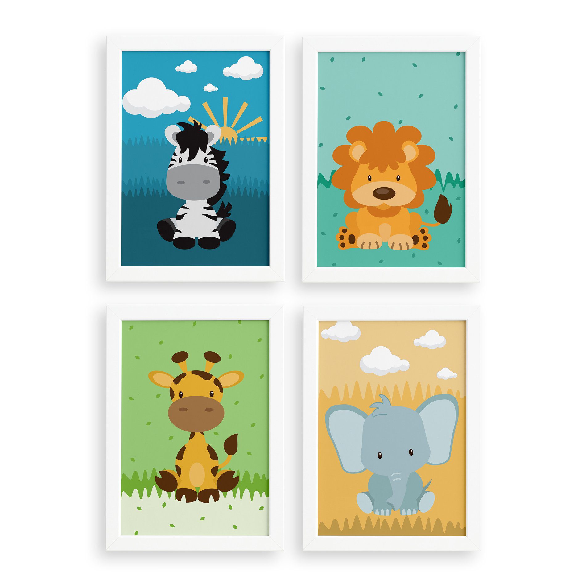 Quadros para Quarto Safari Moldura Branca