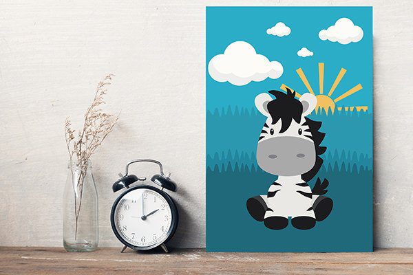Placa decorativa infantil MDF 20x30cm mostrando detalhes do produto e aplicação.